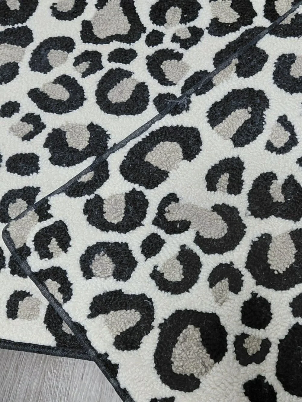 Black & Gray Leopard Print Small Same Size Rectangle Area Rugs Set of 2